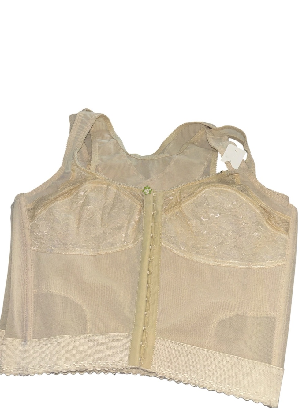 Longline Lace-Panel Front Closure Shapewear Bra in Cream